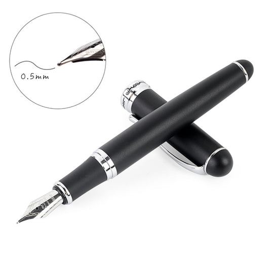 X750 Stationery Stainless Steel Fountain Pen Medium Nib Ink Pens School Oiifice Gift, Nib Size:0.5mm(Matte Black) - Fountain Pens by buy2fix | Online Shopping UK | buy2fix