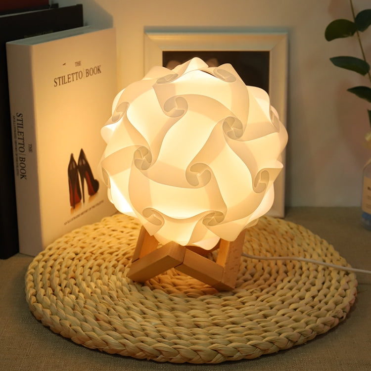 Creative Bedroom Bedside Night Light USB Round Romantic Room Decoration Lamp with Wood Base, Style: DIY Material Kit(White) - Novelty Lighting by buy2fix | Online Shopping UK | buy2fix