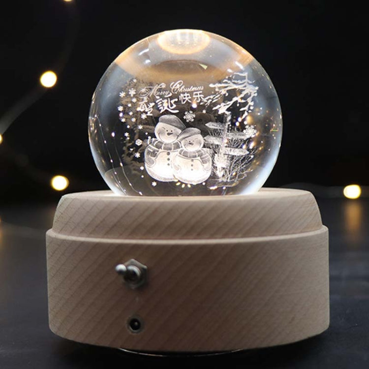 Girl Bedside Lamp Crystal Ball Wooden Base Music Box Charging Glow Rotating Night Light, Random Music(Merry Christmas) - Novelty Lighting by buy2fix | Online Shopping UK | buy2fix