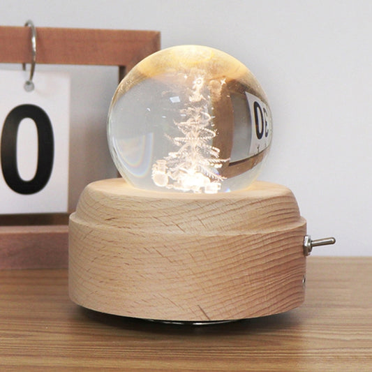 Girl Bedside Lamp Crystal Ball Wooden Base Music Box Charging Glow Rotating Night Light, Random Music(Christmas Tree) - Novelty Lighting by buy2fix | Online Shopping UK | buy2fix