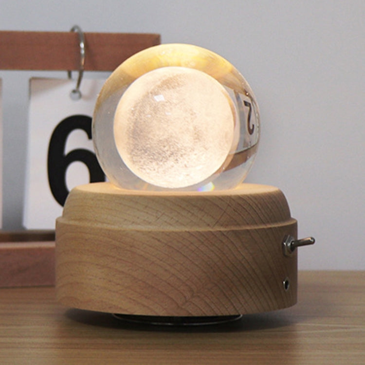 Girl Bedside Lamp Crystal Ball Wooden Base Music Box Charging Glow Rotating Night Light, Random Music(Moon) - Novelty Lighting by buy2fix | Online Shopping UK | buy2fix