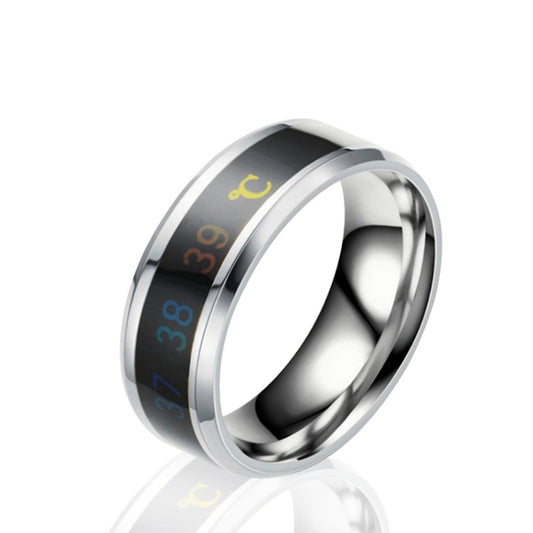 Smart Temperature Ring Stainless Steel Personalized Temperature Display Couple Ring, Size: 13(White) - Rings by buy2fix | Online Shopping UK | buy2fix