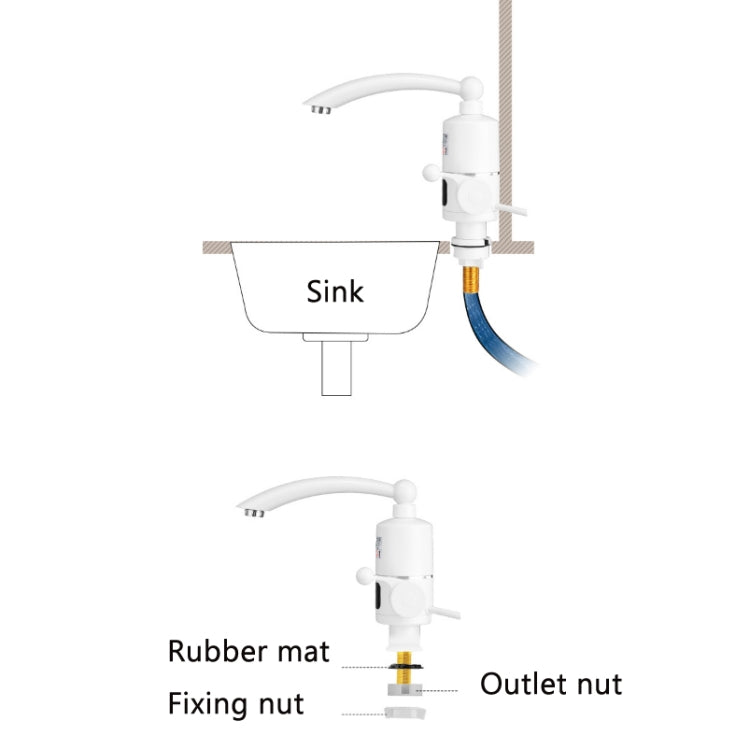Digital Display Electric Heating Faucet Instant Hot Water Heater CN Plug Digital Horizontal Tube With Leakage Protection - Faucets & Accessories by buy2fix | Online Shopping UK | buy2fix