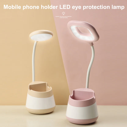 USB Charging LED Desk Light Eye Protection Lamp with Pen Holder and Phone Holder(CS276-1 Green) - Desk Lamps by buy2fix | Online Shopping UK | buy2fix