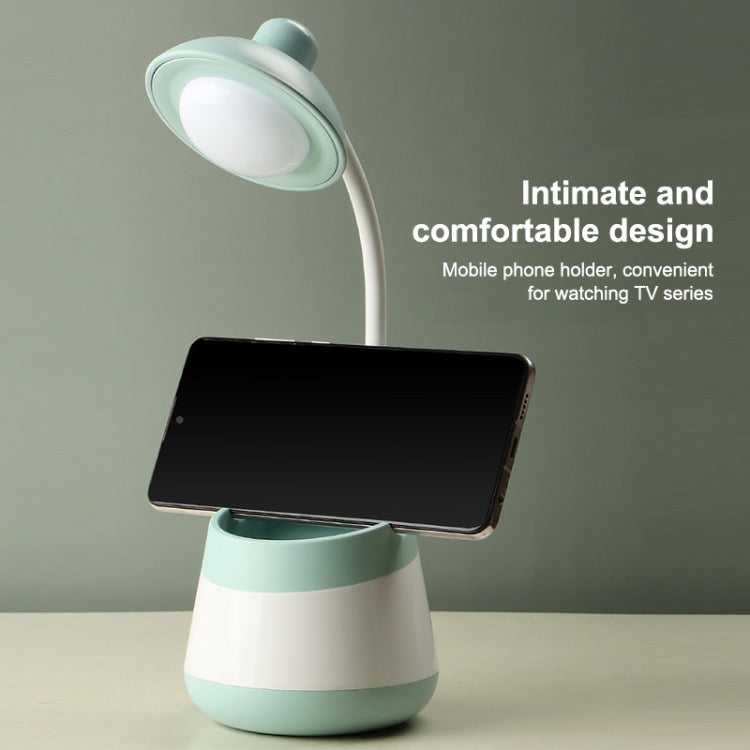 USB Charging LED Desk Light Eye Protection Lamp with Pen Holder and Phone Holder(CS276-1 Green) - Desk Lamps by buy2fix | Online Shopping UK | buy2fix