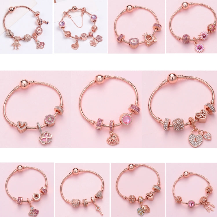 SL130 18cm Women Rose Gold Beaded Bracelet - Bracelets by buy2fix | Online Shopping UK | buy2fix