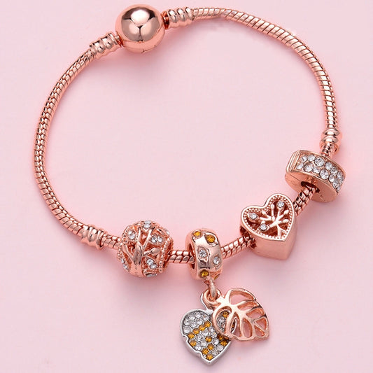 SL135 20cm Women Rose Gold Beaded Bracelet - Bracelets by buy2fix | Online Shopping UK | buy2fix