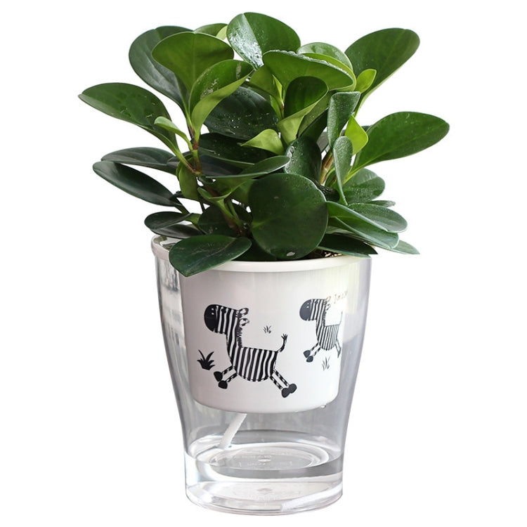 Fully Transparent Hydroponic Flower Pots Water Level Visible Non-Broken Glue Self-Absorbent Plastic Flower Pots, Size: W09 Caliber 17.5cm(Full Transparent Zebra Pattern) - Flower Pots & Planters by buy2fix | Online Shopping UK | buy2fix