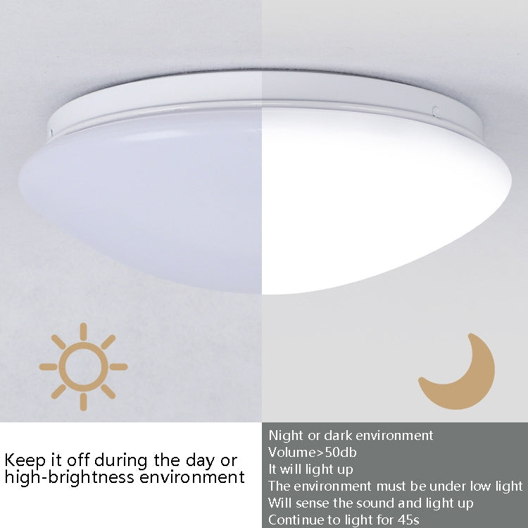 LED Sound Light Control Ceiling Lamp Round Corridor Intelligent Sensor Lamp, Power source: 8W 230mm(Warm White) - Sensor LED Lights by buy2fix | Online Shopping UK | buy2fix