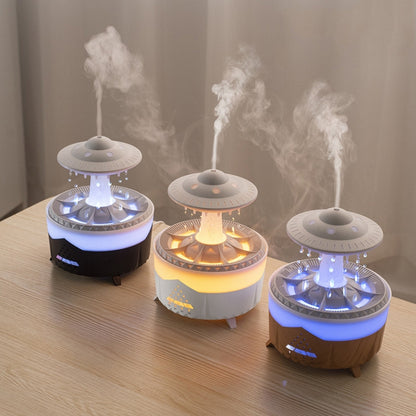 UFO Water Drop Aromatherapy Humidifier Desktop Remote Control Diffuser, Plug: UK Plug(Wood Grain) - Air Purifiers & Accessories by buy2fix | Online Shopping UK | buy2fix