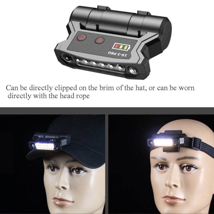 Fishing Headlight Induction Night Fishing Clip Cap Lamp Head-Wearing Small Super Bright Light Rechargeable Cap Clip Lamp,Style: Ultimate Edition (Black) - Headlamp by buy2fix | Online Shopping UK | buy2fix