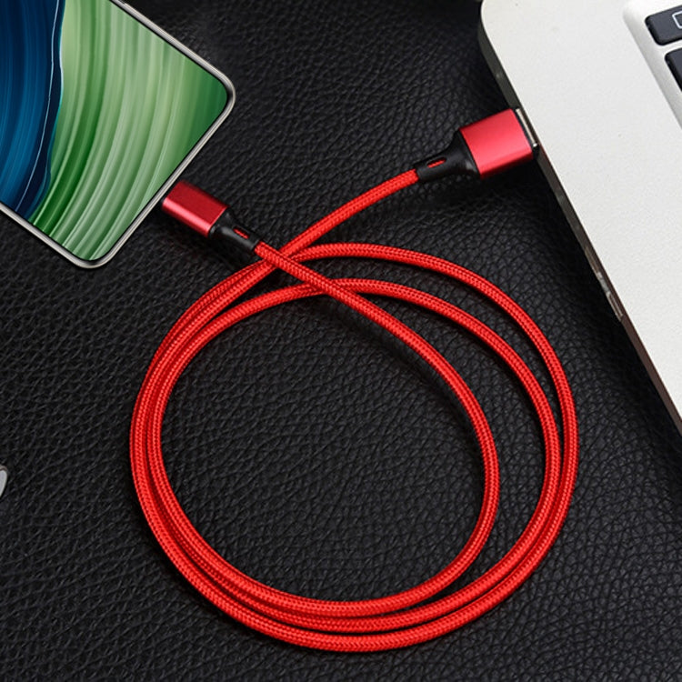 4 PCS 2.4A USB-C / Type-C to USB Braided Fast Charging Sync Data Cable, Length: 2m (Red) - USB-C & Type-C Cable by buy2fix | Online Shopping UK | buy2fix