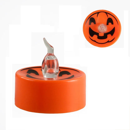 Halloween Electronic LED Candle Light, Color: Warm White Flash(Orange Shell Ghost Face) - Halloween Decoration Lamps by buy2fix | Online Shopping UK | buy2fix