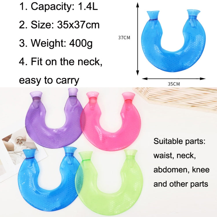 U-shaped PVC Hot Compress Shoulder And Neck Explosion-proof Water Injection Hot Water Bag(Green + Green Crystal) - Hot Water Bags by buy2fix | Online Shopping UK | buy2fix