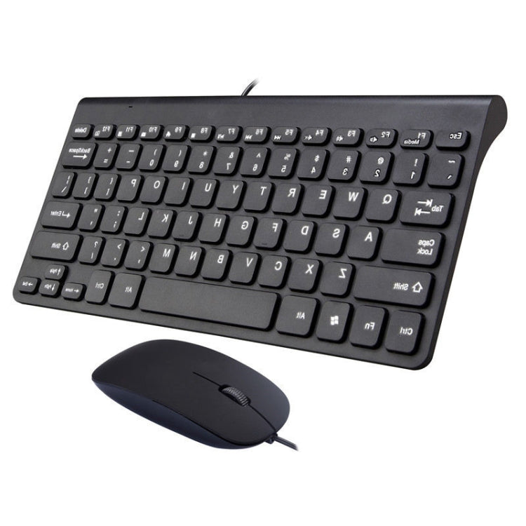 K168 Mini Portable Chocolate Button Wired Keyboard Mouse Set(Black) - Wired Keyboard by buy2fix | Online Shopping UK | buy2fix