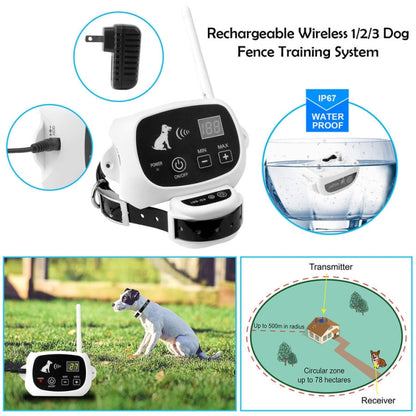 KD-661 500m Wireless Electric Dog Pet Fence Shock Collar,Spec: For Three Dog(AU Plug) - Training Aids by buy2fix | Online Shopping UK | buy2fix