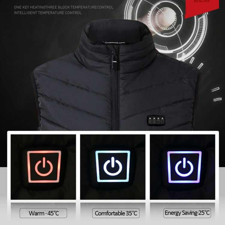 9 Area Double Control Black USB Electric Heating Undershirt Intelligent Warm Vest(6XL) - Down Jackets by buy2fix | Online Shopping UK | buy2fix