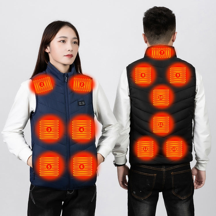11 Area Double Control Black USB Electric Heating Undershirt Intelligent Warm Vest(5XL) - Down Jackets by buy2fix | Online Shopping UK | buy2fix