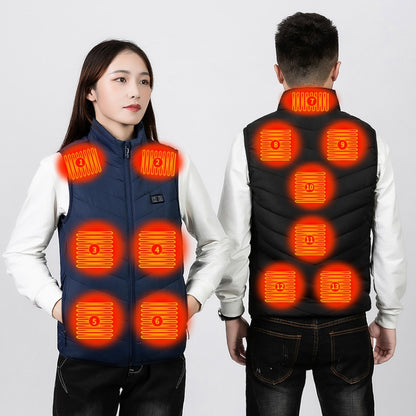 11 Area Double Control Blue USB Electric Heating Undershirt Intelligent Warm Vest(4XL) - Down Jackets by buy2fix | Online Shopping UK | buy2fix