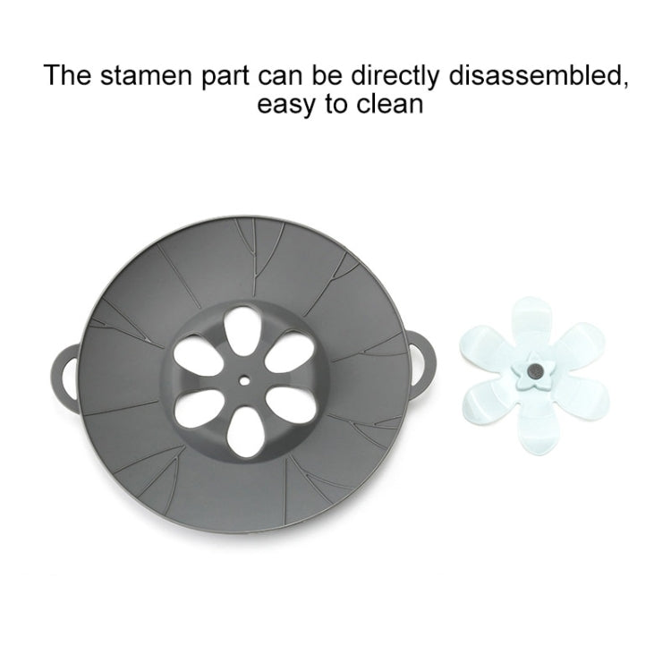 Silicone Flower Spill-proof Pot Lid Rotatable Pot Lid Kitchen Gadget, Size: 29cm Large Gray - Insulation by buy2fix | Online Shopping UK | buy2fix