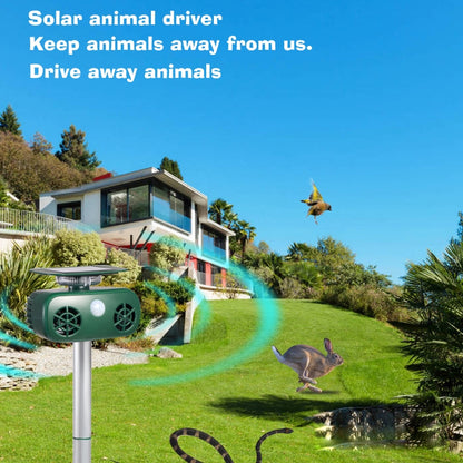 SK628 Solar Powered Animal Repeller 360 Degree Strobe Light Bird Repeller Ultrasonic Rat Repeller(Green) - Outdoor Insect Repellent by buy2fix | Online Shopping UK | buy2fix