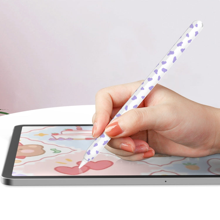 For Apple Pencil 2 AhaStyle PT65CW Silicone Pen Case Milk Cow Patterned Stylus Case(Purple) - Pencil Accessories by AhaStyle | Online Shopping UK | buy2fix