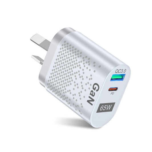 BK375-GaN AU Plug USB+Type-C 65W GaN Mobile Phone Charger PD Fast Charge Computer Adapter, Color: White - USB Charger by buy2fix | Online Shopping UK | buy2fix