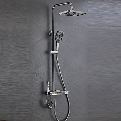 Piano Digital Display Full Copper Faucet Square Nozzle Shower Set, Color: Water Plating Gray 6103 - Shower Head by buy2fix | Online Shopping UK | buy2fix