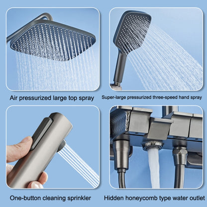 Piano Digital Display Full Copper Faucet Square Nozzle Shower Set, Color: Grey - Shower Head by buy2fix | Online Shopping UK | buy2fix