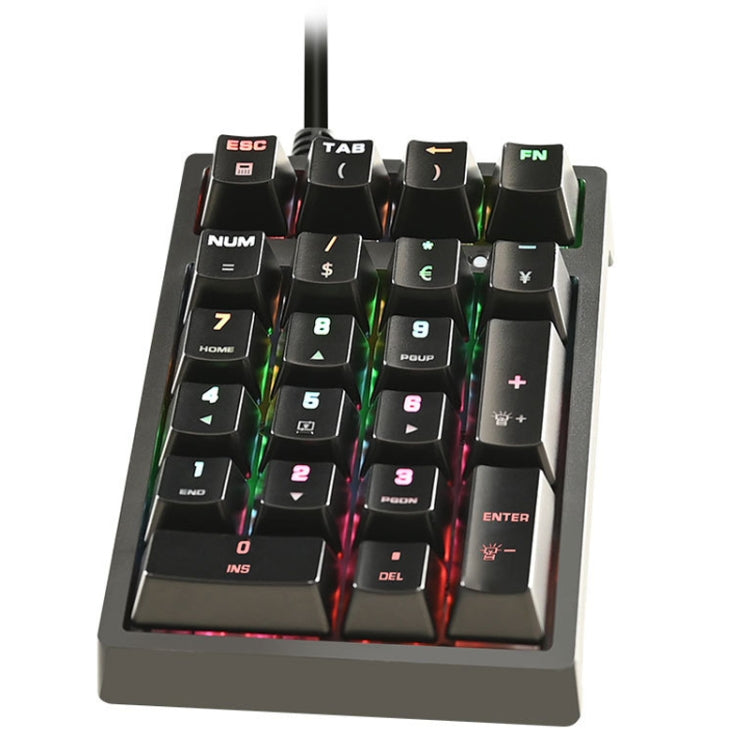 198I K21 Wired Mechanical Dightal Keyboard Multifunction Button RGB Backlight Office Keypad(Black) - Mini Keyboard by 198I | Online Shopping UK | buy2fix