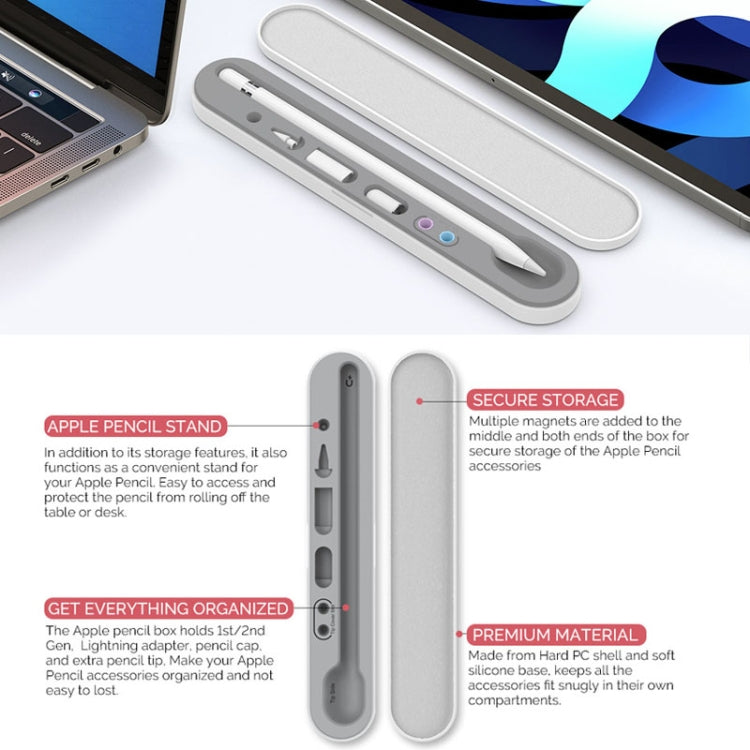 AahStyle PT121 For Apple Pencil 1 / 2 Magnetic Storage Convenient Pen Box(Gray) - Pencil Accessories by AahStyle | Online Shopping UK | buy2fix