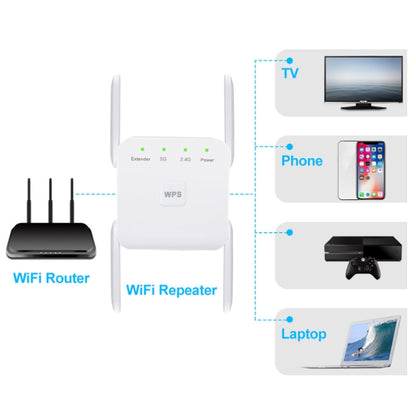 1200Mbps 2.4G / 5G WiFi Extender Booster Repeater Supports Ethernet Port Black EU Plug - Broadband Amplifiers by buy2fix | Online Shopping UK | buy2fix