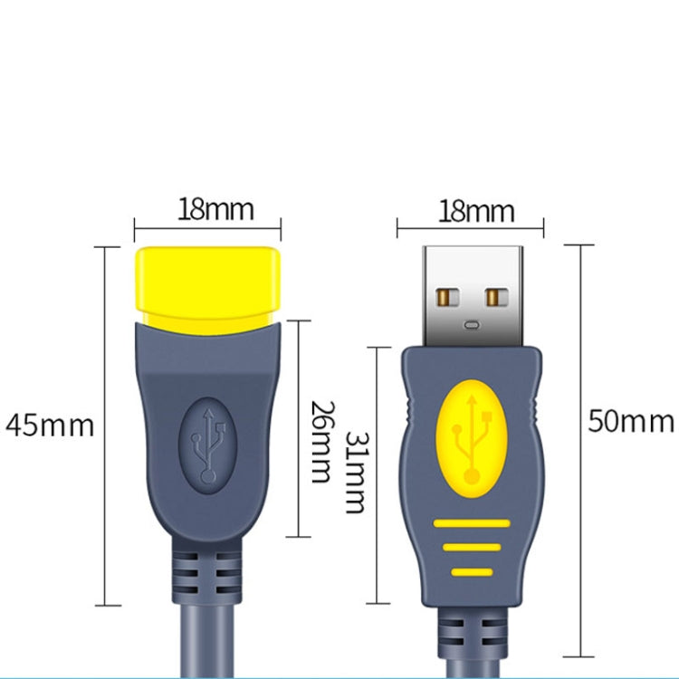 JINGHUA U111 USB 2.0 Data Extension Cable Computer Audio/Video Adapter Cord, Size: 3m(Gray) - USB Cable by JINGHUA | Online Shopping UK | buy2fix