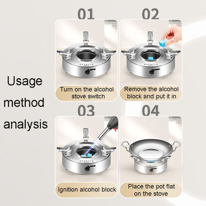 Kacheeg Stainless Steel Alcohol Dry Cooker Single Person Small Stove Boiler, Diameter: 20cm(Pot) - Soup & Stock Pots by Kacheeg | Online Shopping UK | buy2fix