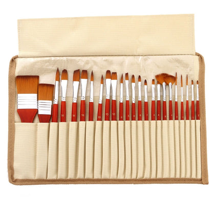 ZHU TING 24pcs /Set Nylon Bristle Paintbrush Set Painting Watercolor Brushes With Cloth Bag(Orange Red Rod) - Art Supplies by ZHU TING | Online Shopping UK | buy2fix