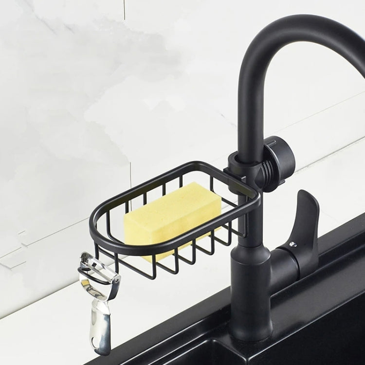 Kitchen Faucet Shelf No-Punch Sink Rag Drainage Basket Sponge Drainage Storage Rack, Style: B Black - Shelf by buy2fix | Online Shopping UK | buy2fix