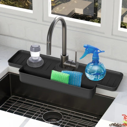 Kitchen Faucet Silicone Drainage Mat Sponge Shelf Organizer Splash-Proof Sink Drainage Mat(Grey) - Faucets & Accessories by buy2fix | Online Shopping UK | buy2fix