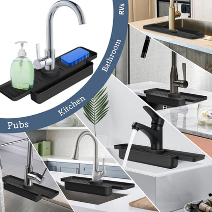 Kitchen Faucet Silicone Drainage Mat Sponge Shelf Organizer Splash-Proof Sink Drainage Mat(Grey) - Faucets & Accessories by buy2fix | Online Shopping UK | buy2fix