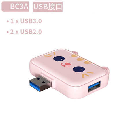 3 In 1 USB Hub For iPad / Phone Docking Station, Port: 3A USB3.0+USB2.0 x 2 Pink - USB 3.0 HUB by buy2fix | Online Shopping UK | buy2fix