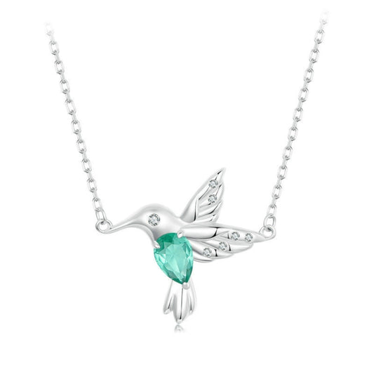 S925 Sterling Silver Platinum-Plated Smart Hummingbird Necklace For Women(BSN378) - Necklaces & Pendants by buy2fix | Online Shopping UK | buy2fix