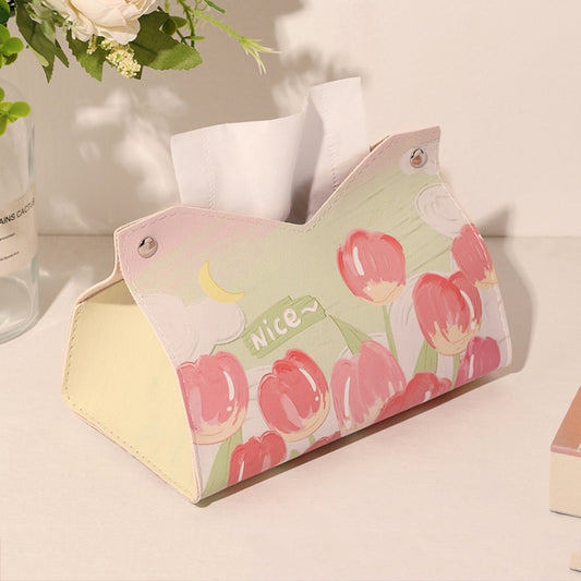 Oil Printed Leather Tissue Box Living Room Decorative Tissue Storage Bag, Color: Pink - Storage Boxes by buy2fix | Online Shopping UK | buy2fix