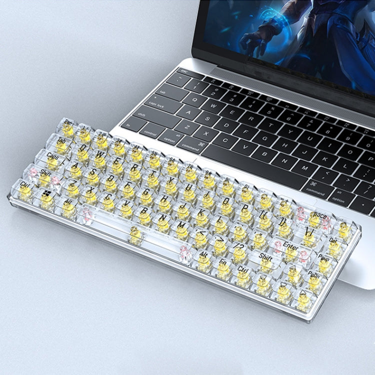 T-WOLF T40 68-Keys RGB Mixed Light Office Gaming Transparent Mechanical Keyboard(Yellow) - Wired Keyboard by T-WOLF | Online Shopping UK | buy2fix