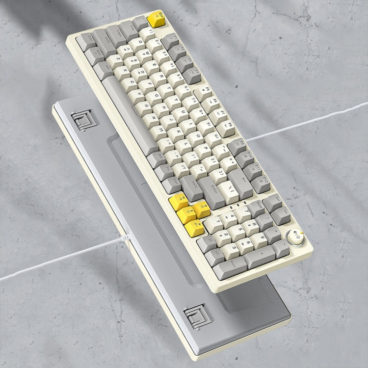 T-WOLF T50 97-keys RGB Luminous Color-Matching Game Mechanical Keyboard with Knob, Color: White B - Wired Keyboard by T-WOLF | Online Shopping UK | buy2fix