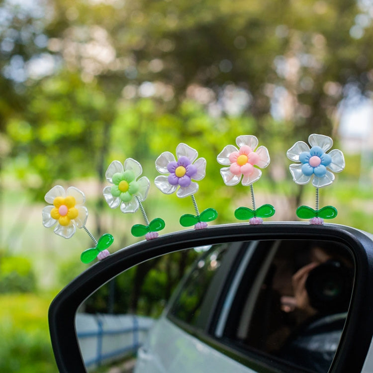 5pcs /Set Cute Cartoon Flower Car Shaking Ornament Car Dashboard Decoration, Style: Green Leaf Transparent - Ornaments by buy2fix | Online Shopping UK | buy2fix