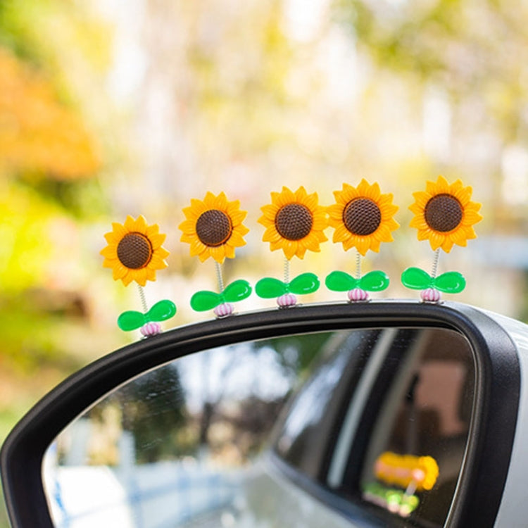 5pcs /Set Cute Sunflower Car Ornament Car Center Console Shaking Flowers Decoration, Style: A Model Transparent Leaves - Ornaments by buy2fix | Online Shopping UK | buy2fix