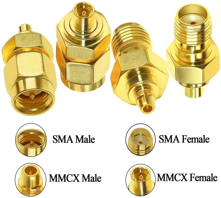 SMA Male To  MMCX Male Coaxial Adapter Kit Brass Coaxial Connector RF Antenna Adapter - DVB-T & Simulation Antenna by buy2fix | Online Shopping UK | buy2fix
