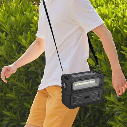DV-690 Dual LED Light Solar Wireless Bluetooth Speaker Outdoor Camping FM Radio(Blue) - Radio Player by buy2fix | Online Shopping UK | buy2fix