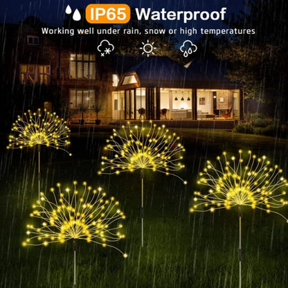 1 Drag 3 Color Light 360 LEDs Solar Fireworks Lamp Grass Globe Dandelion Flash String With Remote Control - Solar Lights by buy2fix | Online Shopping UK | buy2fix