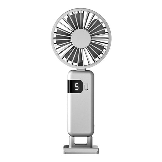 Portable Digital Display Hanging Neck Mute Small Fan USB Charging Handheld Foldable Fan(White) - Electric Fans by buy2fix | Online Shopping UK | buy2fix