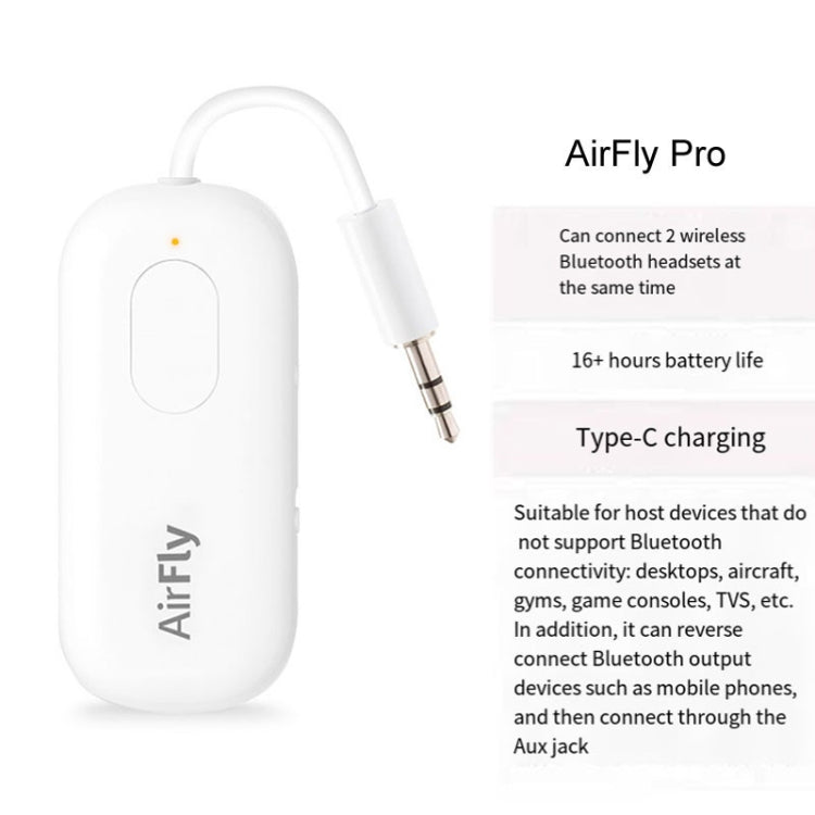 Airfly Pro For Apple Bluetooth Earphones AirPods Adaptor Connector Bluetooth Transmitter - Audio Receiver Transmitter by buy2fix | Online Shopping UK | buy2fix